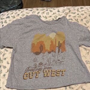 Miken Gray Crop Top with Desert Print